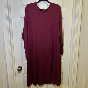 Old Navy Long Sleeve Knit Swing Dress Plus Size 3X Red Maroon Workwear Casual